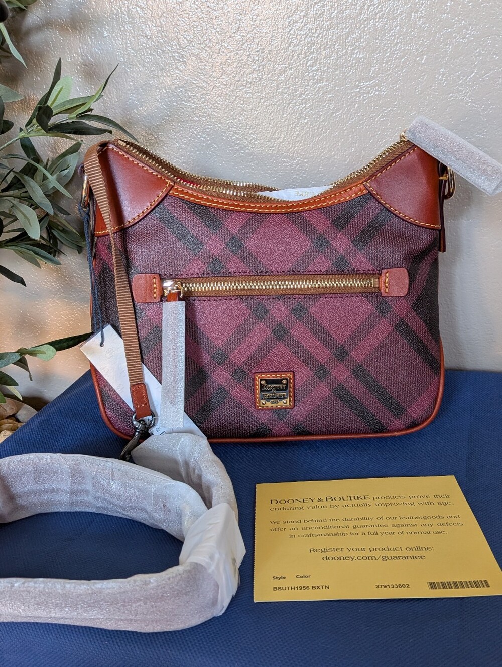 NWT! Dooney & Bourke Sutherland Small Hobo in Bordeaux
